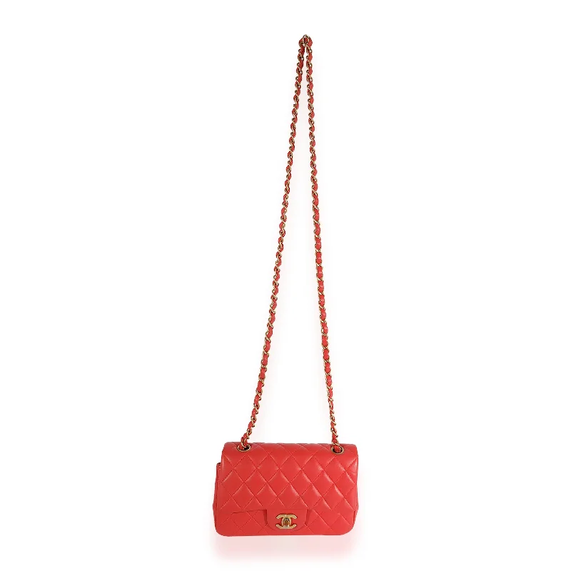 Chanel Vintage Inspired Handbag for Retro LoversCHANEL Coral Quilted Lambskin Mini Rectangular Classic Flap Bag