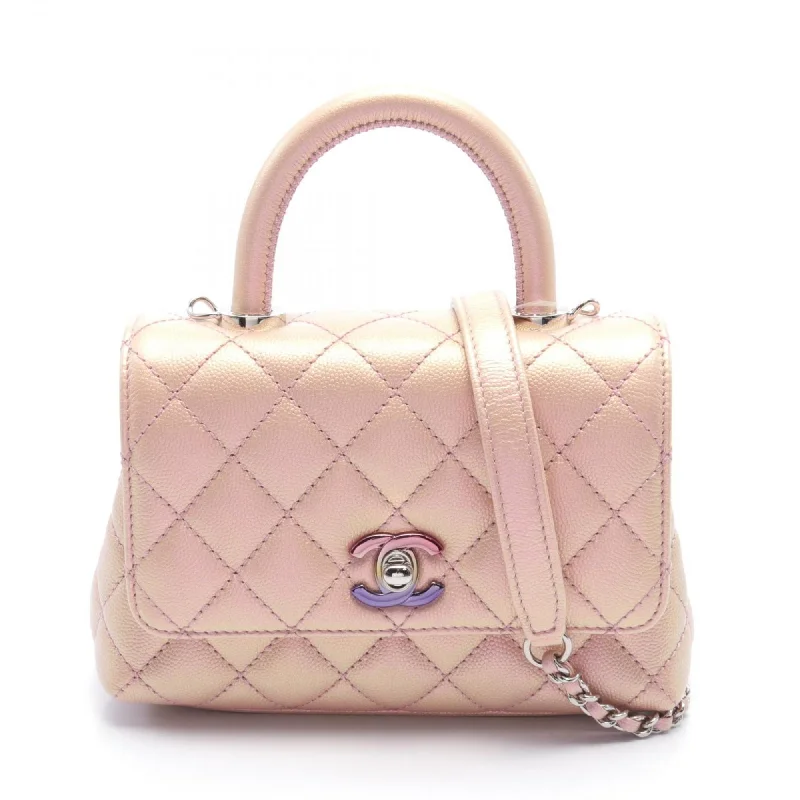 Chanel Small Crossbody Bag for TravelCHANEL Coco Handle XXS Handbag Bag Caviar Skin Women's Pink AS2215