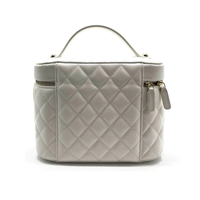 Chanel bags as wedding day accessoriesCHANEL Handbag Vanity Bag Coco Mark Matelasse Caviar Skin Leather White Ladies