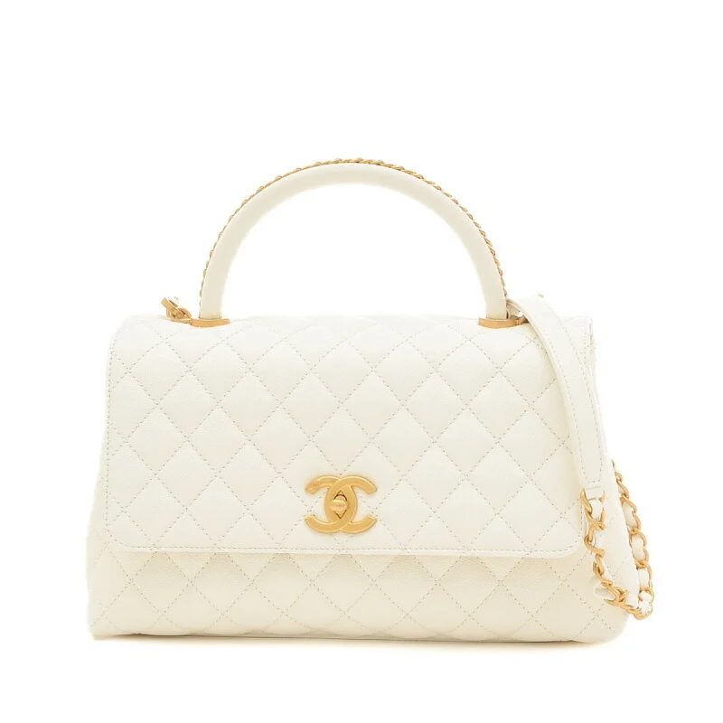 Chanel Quilted Leather Shoulder Bag for FashionistasChanel Coco Handle 29 Matelasse Handbag Caviar Skin White A92991