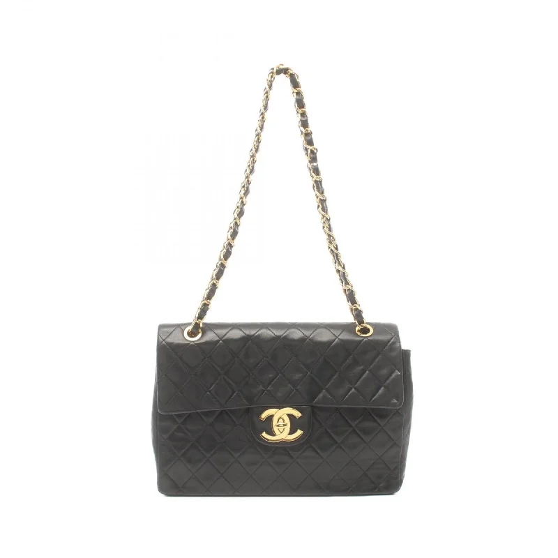 Chanel bags with iconic gold chainsCHANEL Deca Matelasse 34 Shoulder Bag, Lambskin, Women's, Black