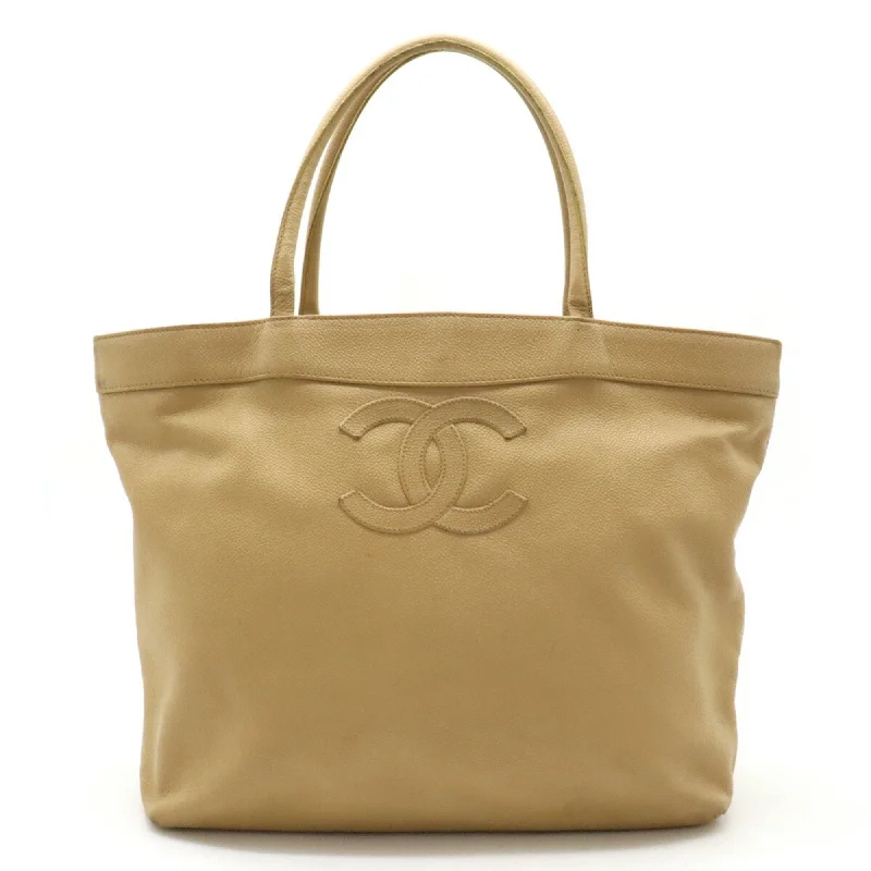 Chanel bags for a polished and professional appearanceCHANEL Coco Mark Tote Bag Shoulder Caviar Skin Leather Beige