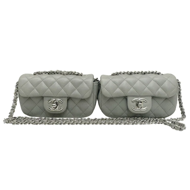 Chanel leather bags for everydCHANEL Coco Mark Matelasse Chain Shoulder Bag 17 Series Twin Futago Lambskin Women's Light Grey