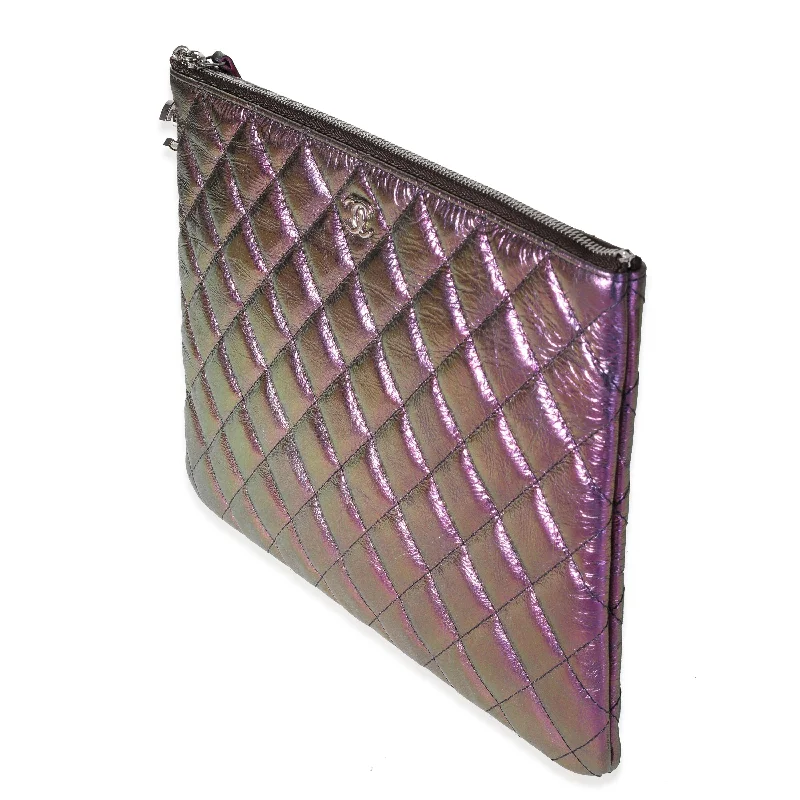 Chanel Classic Flap Bag for Evening PartyChanel Iridescent Purple Quilted Calfskin O Case