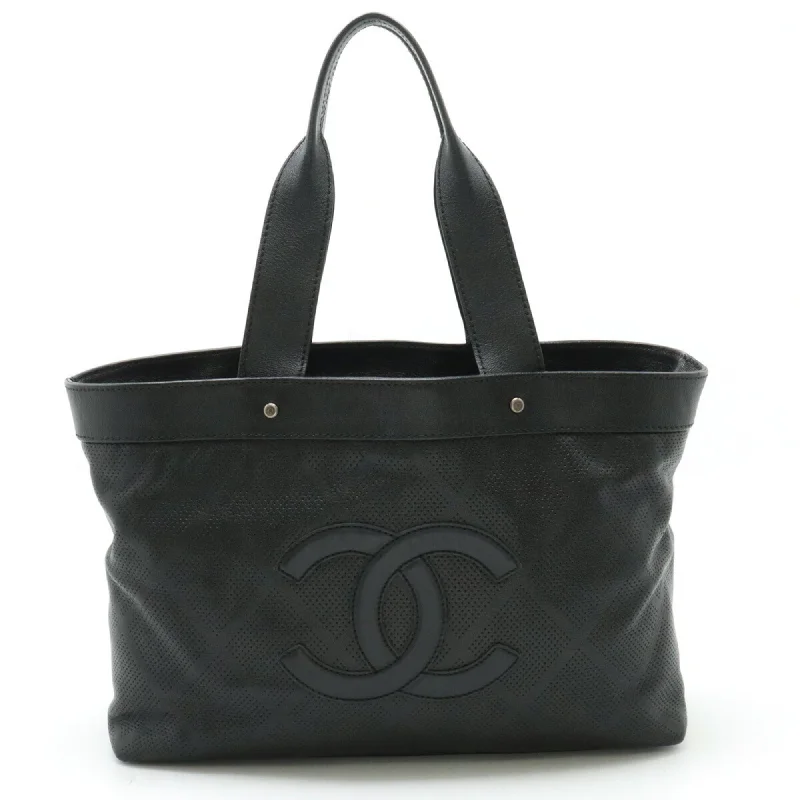 Chanel bags perfect for everyday elegCHANEL Coco Mark Punching Mesh Tote Bag Shoulder Leather Black A33936