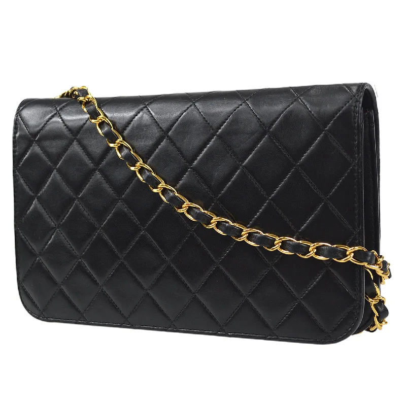 Chanel Small Crossbody Bag for TravelCHANEL Full Flap Chain Shoulder Bag Black Lambskin 88131