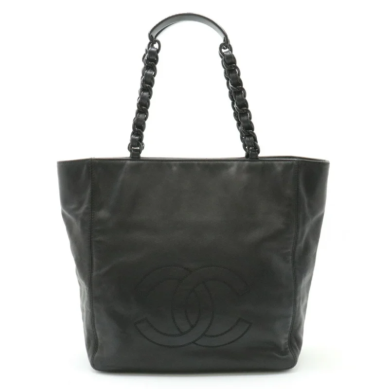 Chanel Limited Edition Handbag for CollectorsCHANEL Coco Mark Plastic Chain Tote Bag Shoulder Leather Black