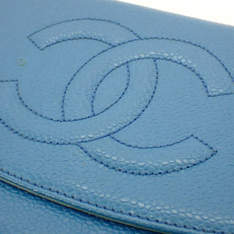 Chanel Medium Tote Bag for Office LadiesCHANEL here mark caviar skin tri-fold wallet blue with seal No. 5