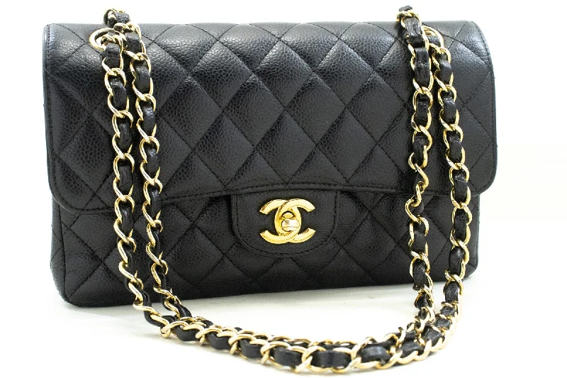 Chanel bags available at online luxury retaileCHANEL Grained Calfskin Double Flap 9" Chain Shoulder Bag Black