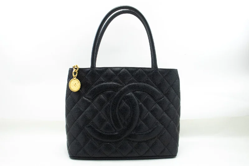 Chanel bags with chain and leather strap combinationsCHANEL Gold Medallion Caviar Shoulder Bag Grand Shopping Tote