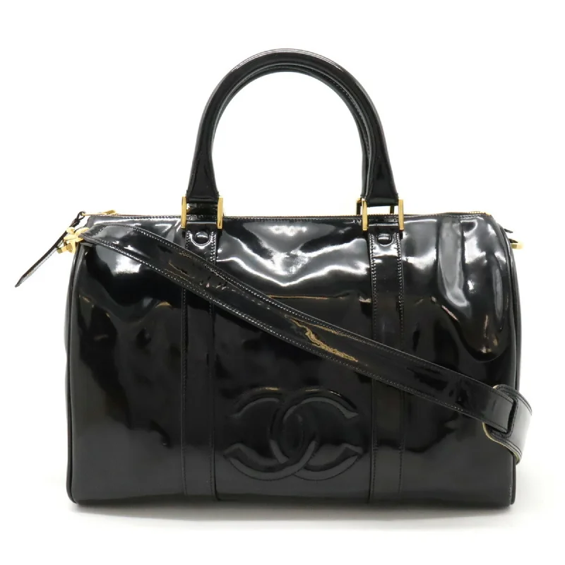 Chanel New Arrival Handbag with Gold HardwareCHANEL Coco Mark Handbag Boston Bag Shoulder Enamel Patent Leather Black