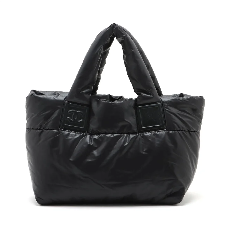 Chanel bags with iconic stitching detailsChanel Coco Nylon Tote Bag Black Silver G  13th