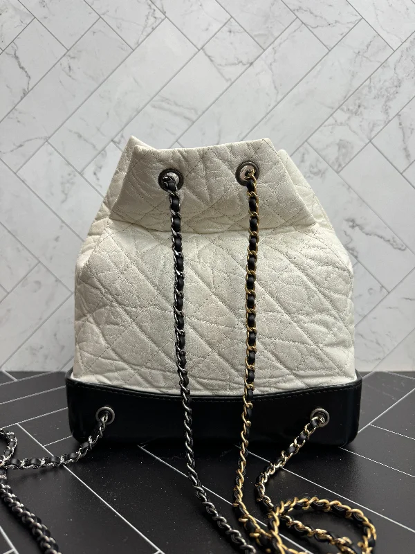 Chanel bags with modern touchesChanel Gabrielle White Calfskin Leather 2 tone Backpack