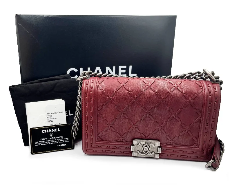 Chanel bags for those who value investment piecesCHANEL Dark Burgundy Dallas Stitch Medium Boy Bag