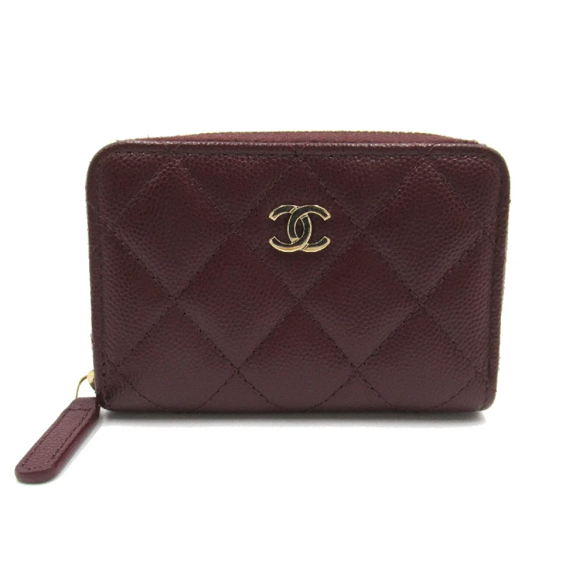 Chanel Quilted Leather Shoulder Bag for FashionistasCHANEL coin purse Bordeaux system Caviar Skin (Grained Calf) AP0216