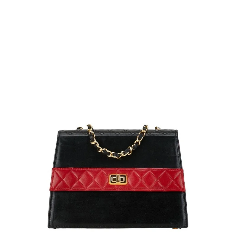 Chanel bags with iconic gold chainsChanel Coco Mark Bicolor Chain Shoulder Bag Black Red Gold Leather Women's CHANEL