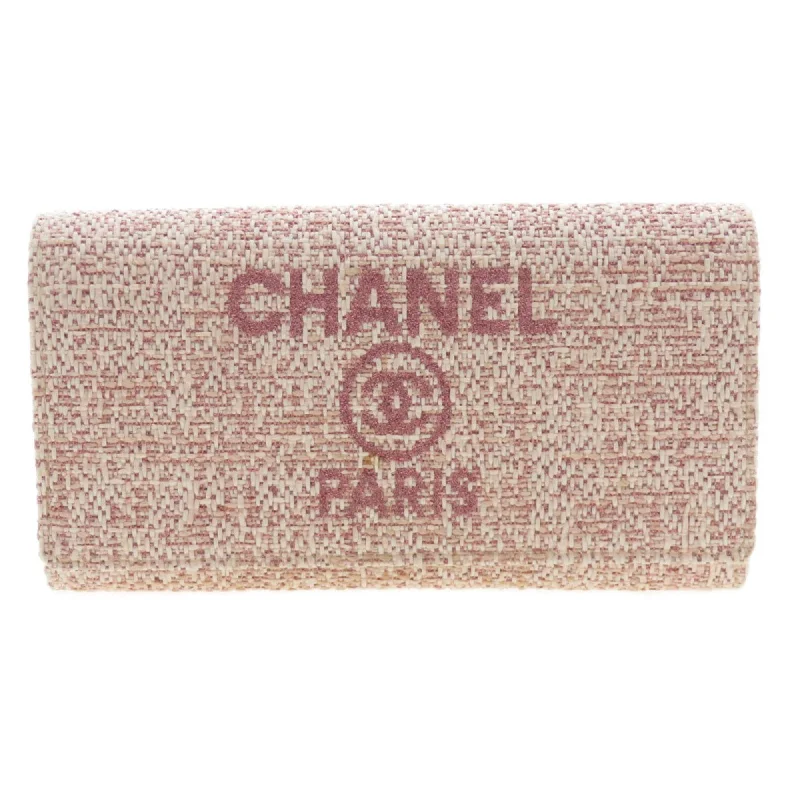 Chanel Designer Handbag with Unique DesignCHANEL Coco Mark Long Wallet Leather/Tweed Women's