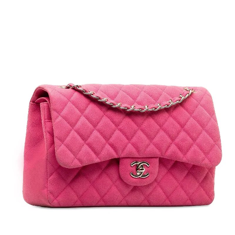 Chanel bags with iconic stitching detailsCHANEL Jumbo Classic Caviar Double Flap Shoulder Bag