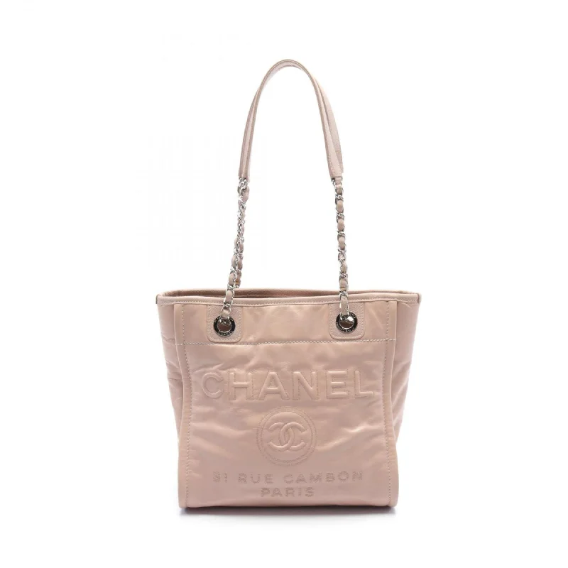 Chanel Chain Strap Handbag for Everyday UseCHANEL Deauville Tote Bag Leather Women's Pink