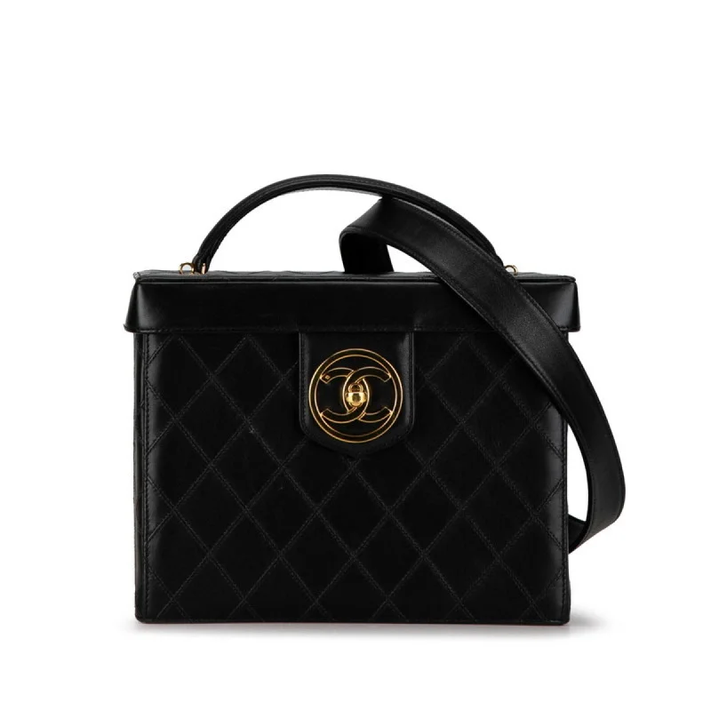 Chanel bags available at online luxury retaileChanel Coco Mark Bicolor Handbag Vanity Bag Shoulder Black Leather Women's CHANEL