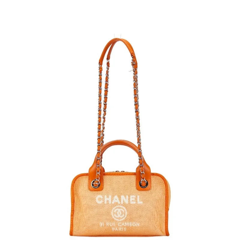 Chanel bags as wedding day accessoriesChanel Coco Mark Deauville Handbag Shoulder Bag Orange Canvas Leather Women's CHANEL