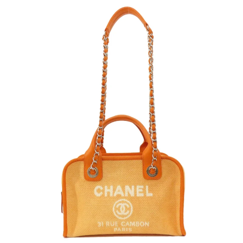 Chanel bags with the perfect balance of luxury and functionalityChanel Deauville Bowling Bag Handbag Canvas Women's