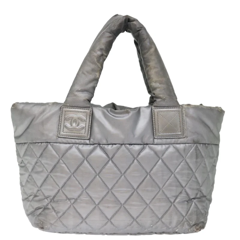 Chanel Luxury Handbag for High - End EventsCHANEL Cococoon Hand Bag Nylon Silver CC Auth 71571