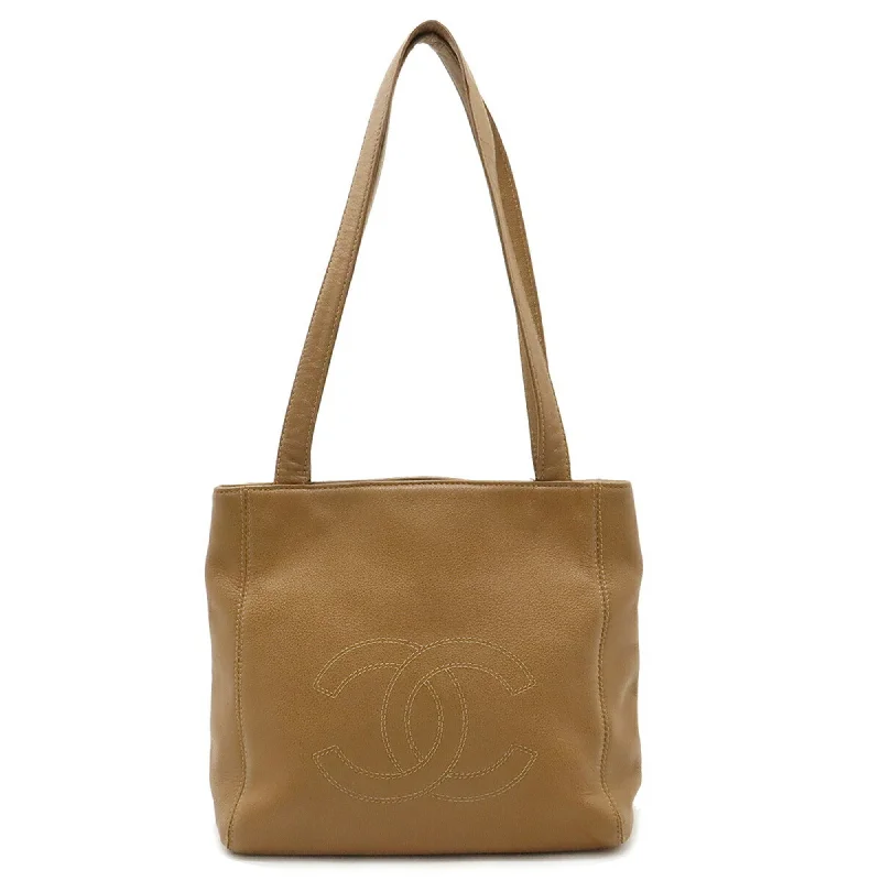 Chanel New Arrival Handbag with Gold HardwareCHANEL Coco Mark Tote Bag Shoulder Leather Camel