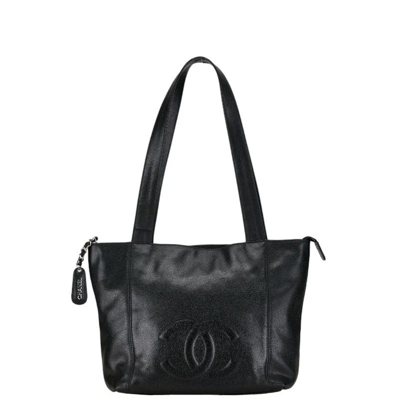 Chanel bags with modern touchesChanel Coco Mark Tote Bag Shoulder Black Caviar Skin Women's CHANEL