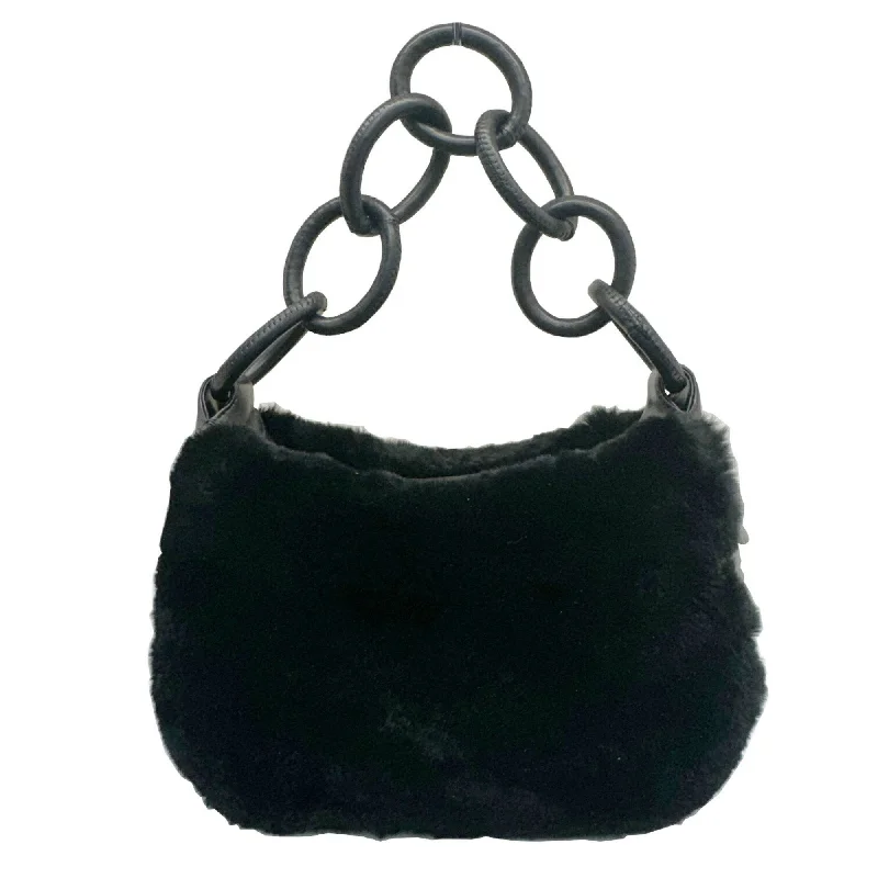 Chanel bags as wedding day accessoriesCHANEL Coco Mark Shoulder Bag Rabbit Fur Leather Black 9th Series