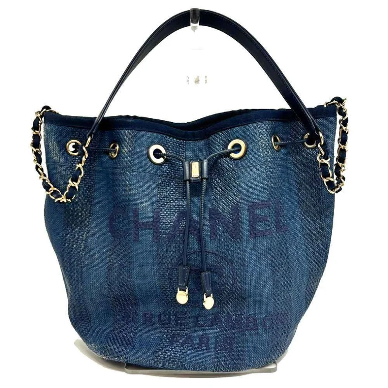 Chanel bags for women with minimalist styleCHANEL Deauville Shoulder Bag A57536 Raffia x Leather Drawstring Indigo Blue