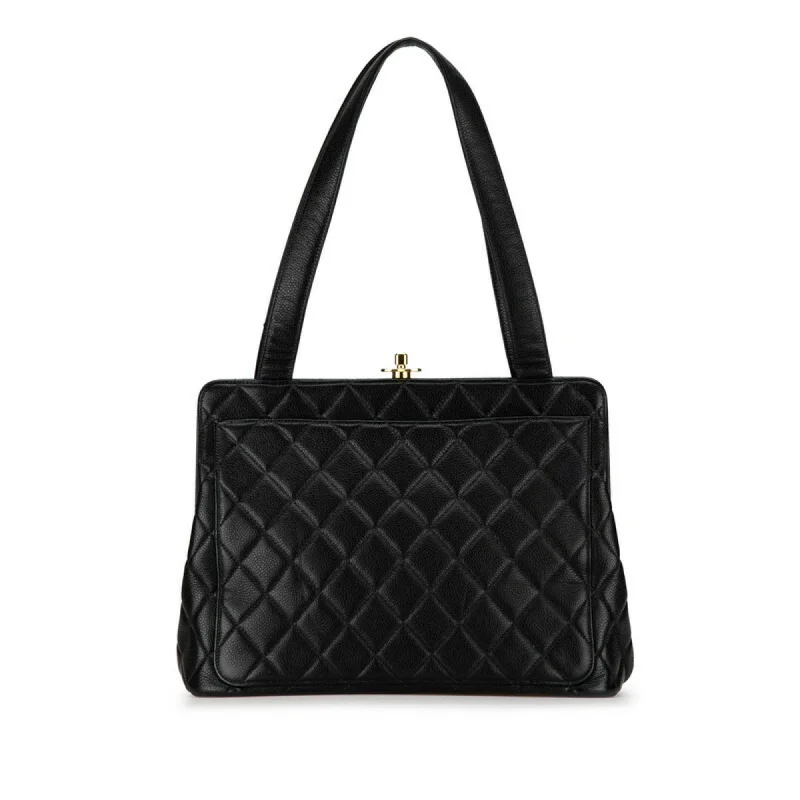 Chanel bags for those who value investment piecesChanel Coco Mark Matelasse Tote Bag Handbag Black Caviar Skin Women's CHANEL