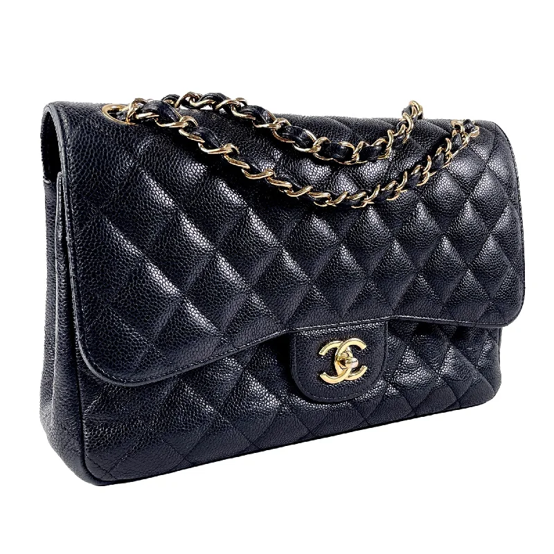 Chanel bags with exclusive seasonal releasesCHANEL Jumbo Classic Caviar Double Flap Shoulder Bag