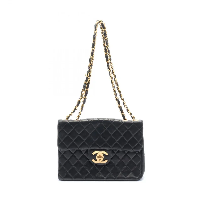 Chanel Designer Handbag with Unique DesignCHANEL Deca Matelasse 30 Single Flap Shoulder Bag, Lambskin, Women's, Black