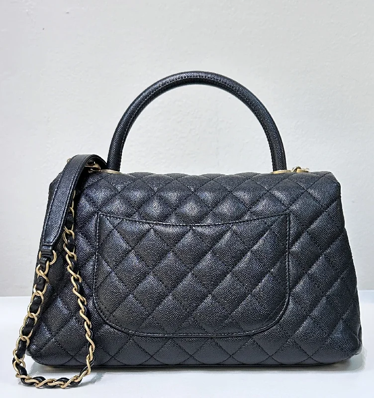 Chanel New Arrival Handbag with Gold HardwareChanel Coco Handle Cuir Matelasse Caviar Noir