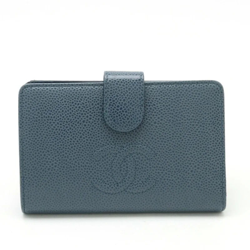 Chanel Colorful Handbag for Spring OutfitsCHANEL Coco Mark Bi-fold Wallet Caviar Skin Leather Blue Gray A50073