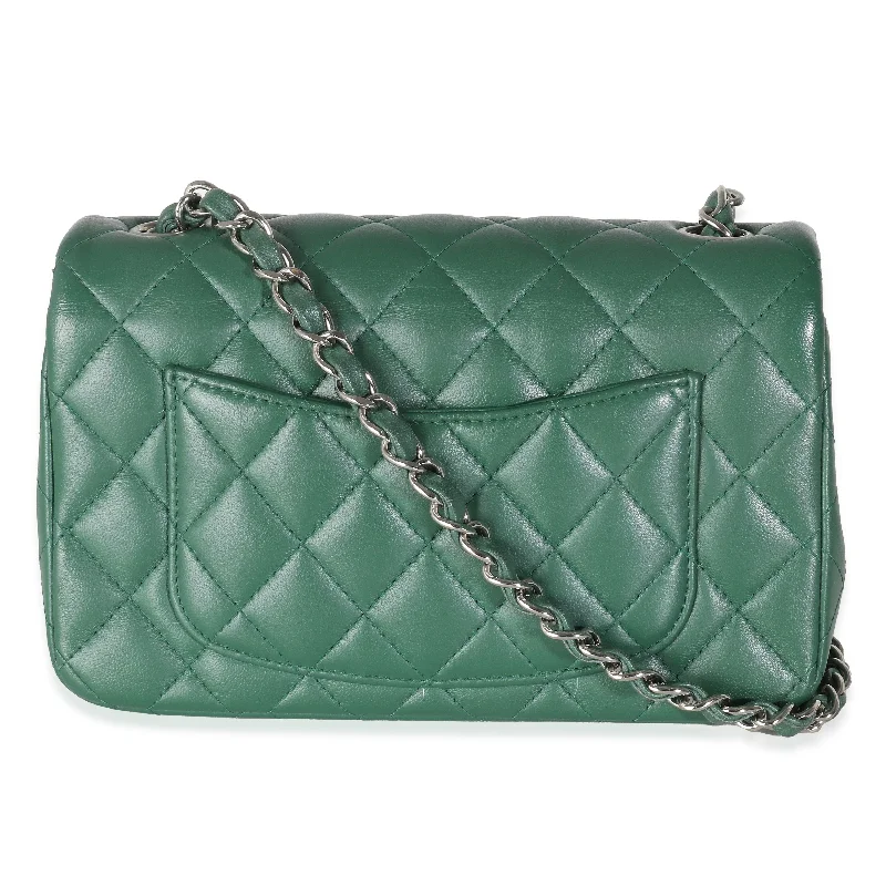 Chanel Medium Tote Bag for Office LadiesCHANEL Dark Green Quilted Lambskin Mini Rectangular Flap Bag