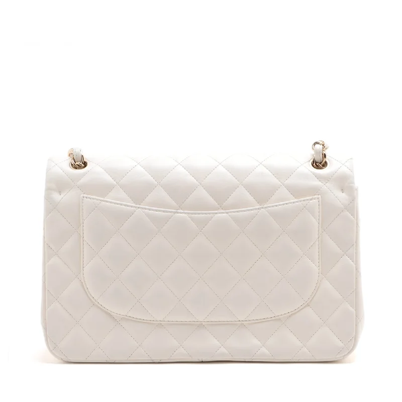 Chanel Classic Flap Bag for Evening PartyCHANEL DECAMATRASSÉ 30 RAGE Lambskinkin DOBLE FLAP Double Chain Bag White G  17th A58600