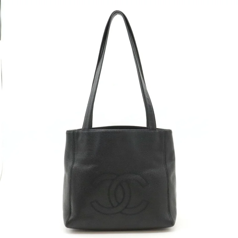 Chanel bags with gold, silver, and pearl accentsCHANEL Coco Mark Tote Bag Shoulder Caviar Skin Leather Black