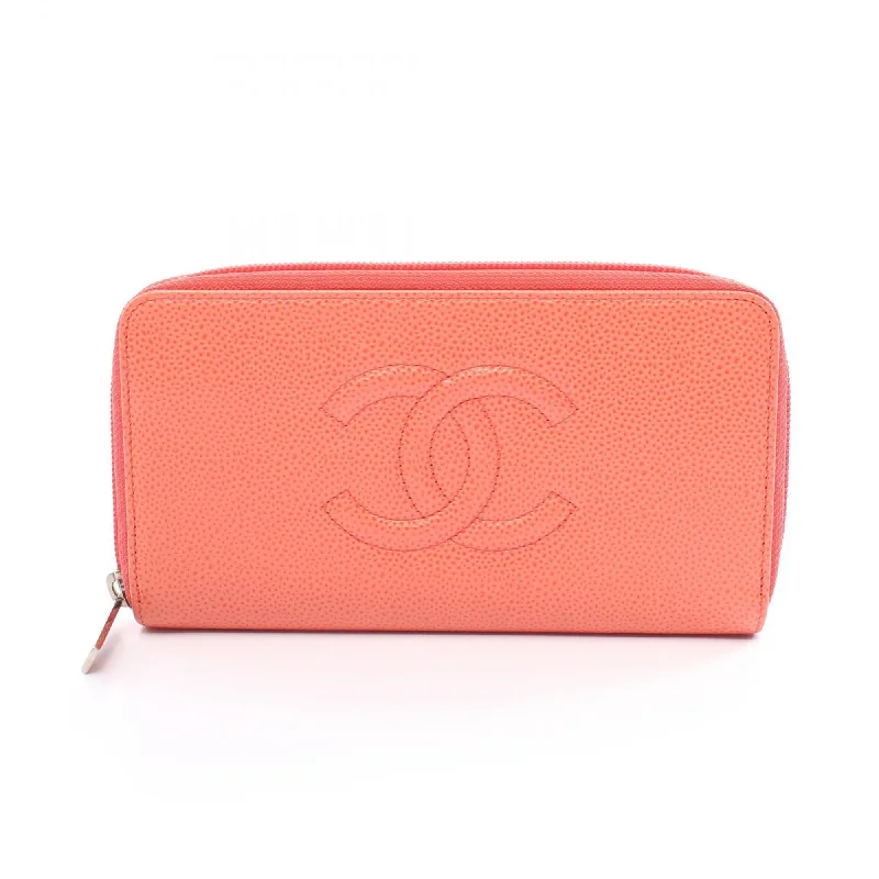 Chanel bags available in bold colors and patternsCHANEL Coco Mark Round Long Wallet Caviar Skin Women's Pink