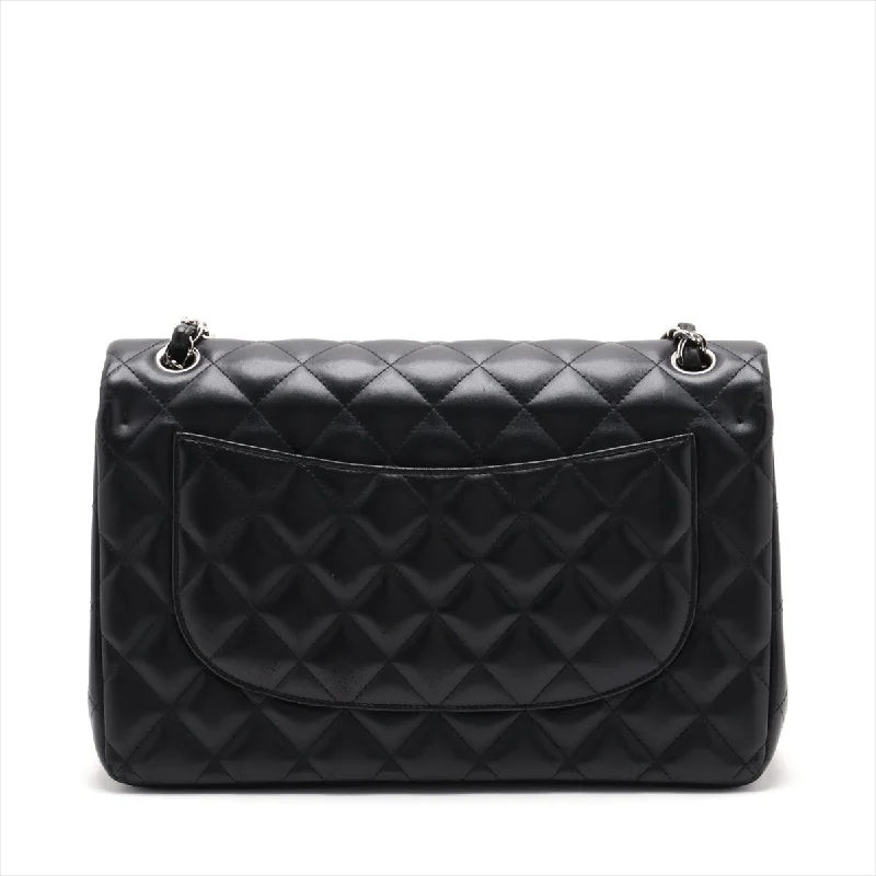 Chanel bags with classic and elegant designsCHANEL DECAMATRASSÉ 30 RAGE Lambskinkin DOBLE FLAP Double Chain Bag Black Silver G  19th A58600