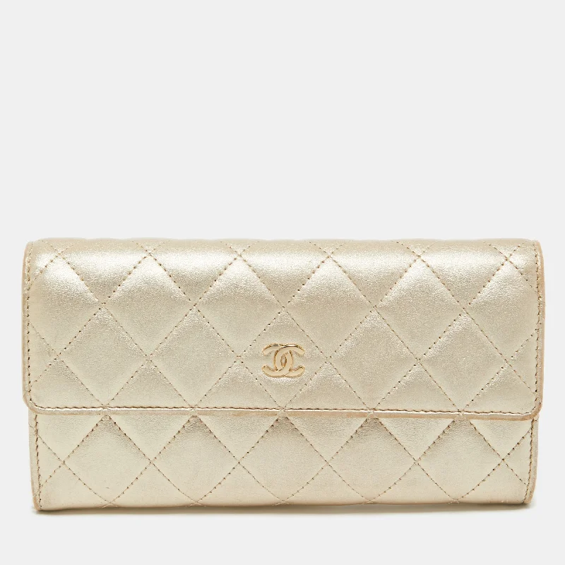 Chanel bags for those who value investment piecesCHANEL Gold Quilted Leather Classic Long Wallet